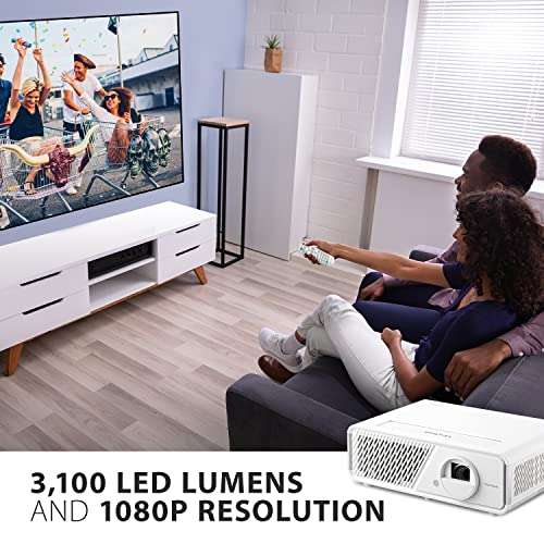 Viewsonic X1 LED Beamer (FullHD, 3.100 Lumen, Rec. 709, HDR, 2x HDMI, USB, USB-C, WLAN , 2x 6 Watt LS, 1.3x optischer Zoom, Lens Shift) Weiß