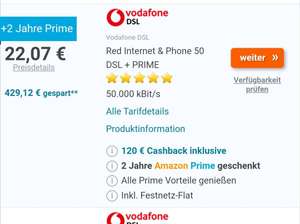 Vodafone 50 DSL für 22,07€/Monat (effektiv 13,82€ möglich)