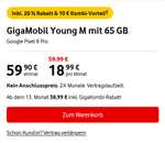 200€ Gewinn bei Ankauf Google Pixel 8 Pro 256GB mit Vodafone Young GigaKombi Allnet/SMS Flat 65GB 5G & 240€ Trade In & 150€ Cashb = 605,66