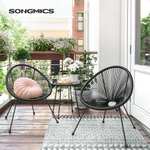 SONGMICS - Balkon-/Gartenmöbel 3er-Set (Innen- und Außenbereich, z.B. Balkon oder Garten)