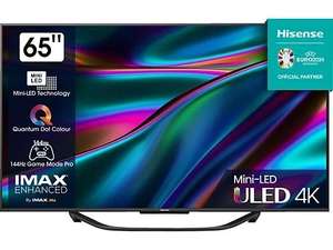 HISENSE 65U7KQ Mini LED TV 2.1 Hdmi 120 Hz (Flat, 65 Zoll / 164 cm, UHD 4K, SMART TV) MM (Abholung)/Amazon 799,- + WGS/Payback eff. ~735,-