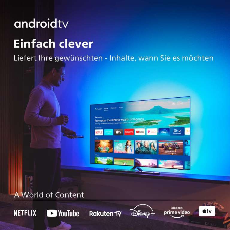 Philips 55OLED807/12 139cm/55Zoll LED 4K Smart TV Wlan 4-seitiges Ambilight D/S