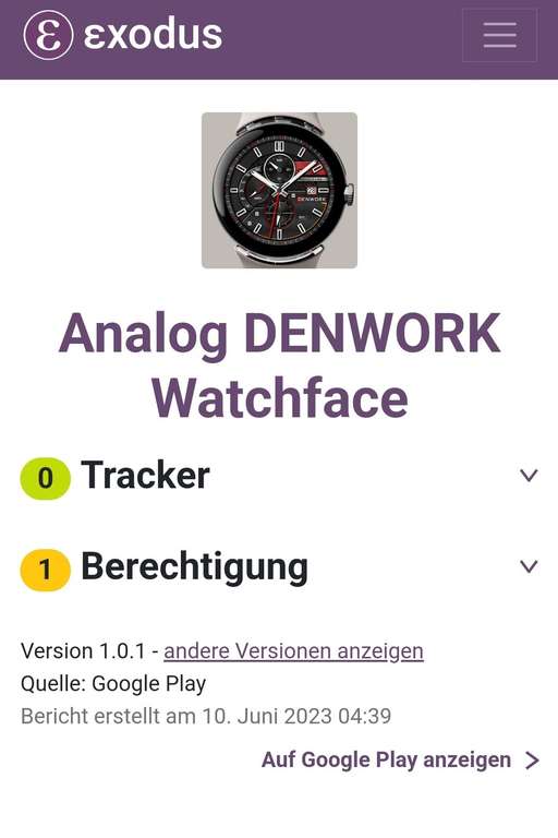 (Google Play Store) Analog DENWORK Watchface (WearOS Watchface, analog)