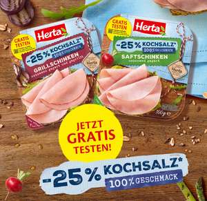 Herta Saftschinken oder Grillschinken -25% Kochsalz Gratis Testen [GzG]