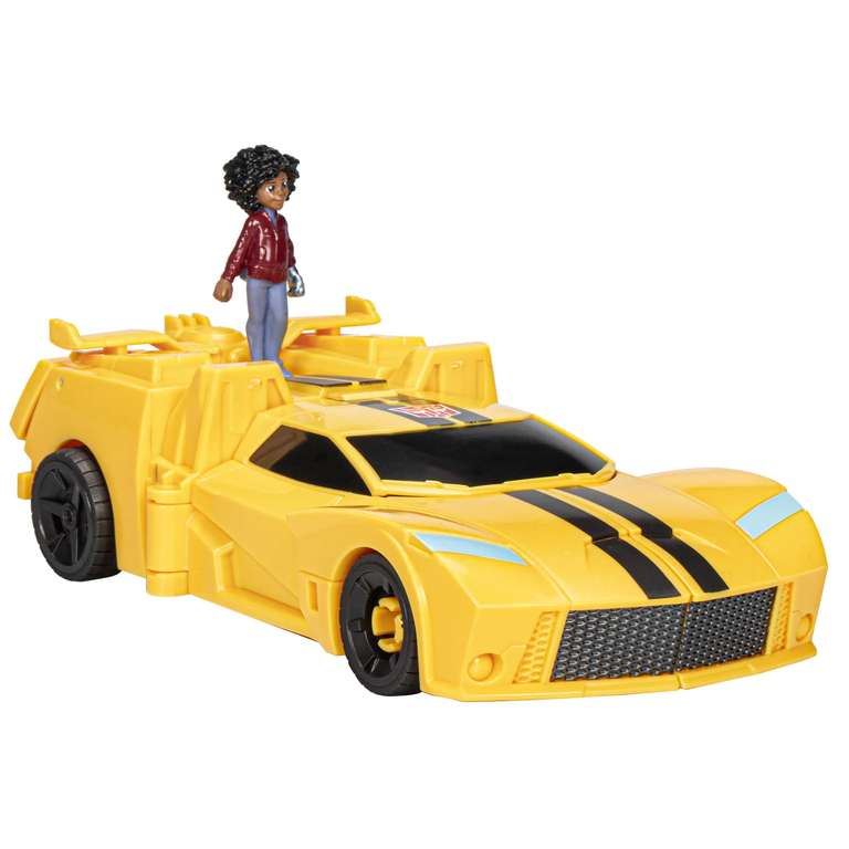 Hasbro Transformers Spielzeug EarthSpark Spin Changer Bumblebee Action-Figur (20 cm) mit Mo Malto Figur (5 cm) (Prime)