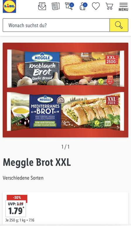 [Jawoll] Meggle XXL Baguette 250g 4 Stück für 2,00 €