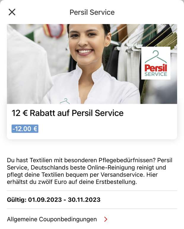 Persil Wäscheservice: 12€ Rabatt via Kaufland-App und 10€ Gutschein für Online-Reinigung