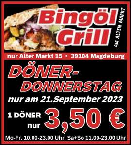 [Magdeburg] Döner Kebap 3,50 € beim Bingöl-Grill Alter Markt am Donnerstag, 21. September