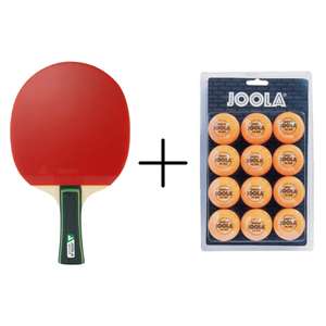 JOOLA Match Lite Tischtennisschläger mit 12er-Tischtennisbälle | Allrounder Schläger | ERGO GRIP Technologie | Zelluloid-freie Bälle