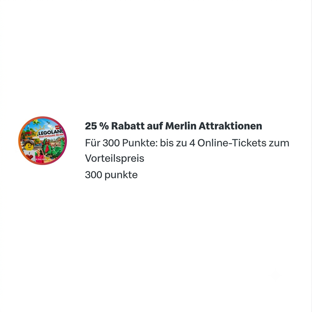[MyMcDonald's] 25 % Rabatt auf bis zu 4 Tickets für Attraktionen/Freizeitparks der Merlin Gruppe für 300 Punkte | Heide Park, Legoland uvm.