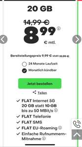 Handyvertrag.de Aktionstarif (1&1) 8,99€ für 20 GB ohne Laufzeit