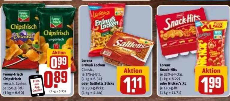 Aldi Nord, Lidl, Netto MD, Rewe: Funny-Frisch Chipsfrisch versch. Sorten für 0,85€/0,88€/0,89€ | 21.12.-30.12.