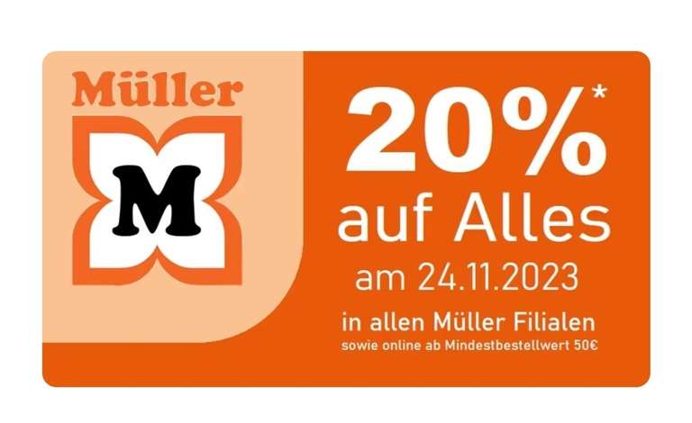 -20% auf Alles beim Müller am Black Friday