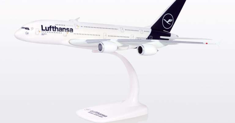 Flugzeugmodell (Snap-Fit) des Lufthansa Airbus A380 in HERPA-Qualität