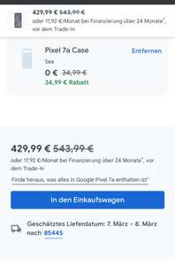 Google Pixel Store 114 € Rabatt beim Kauf von Google Pixel 7a und Google Pixel 7a Case und Trade In möglich