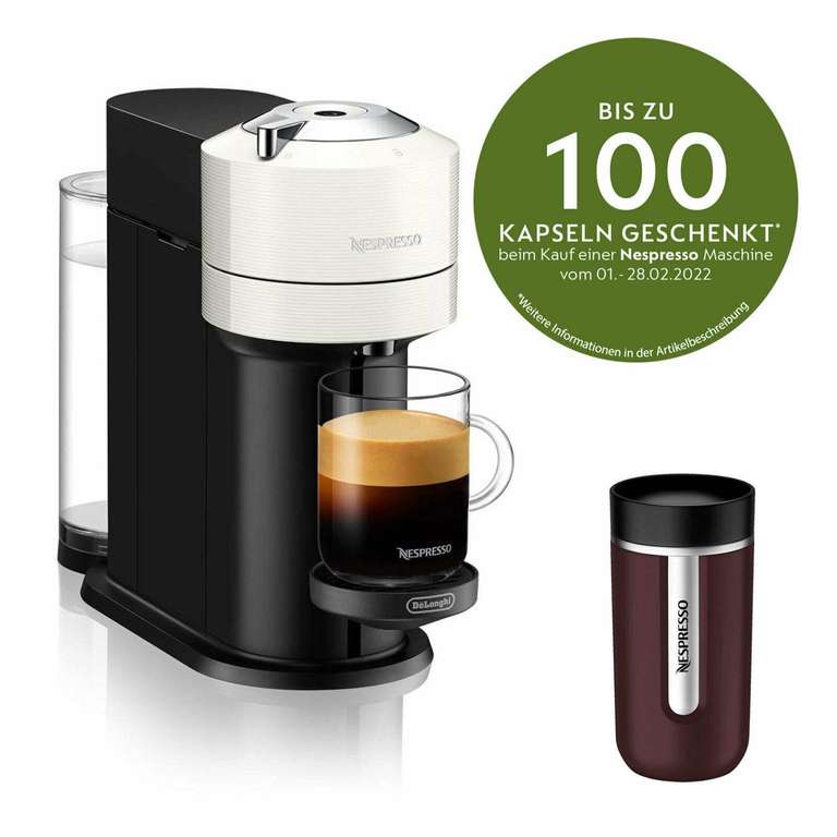 De’Longhi Nespresso Vertuo Next ENV120 inkl. Travel Muc & 100 Kapseln für 59,49€