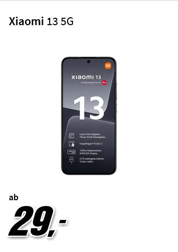 O2/Vodafone/Telekom Netz: Xiaomi 13 5G 256GB alle Farben & Xiaomi Photo Printer im Allnet/SMS Flat 20/40GB für 34,99€/Monat, 29€ Zuzahlung