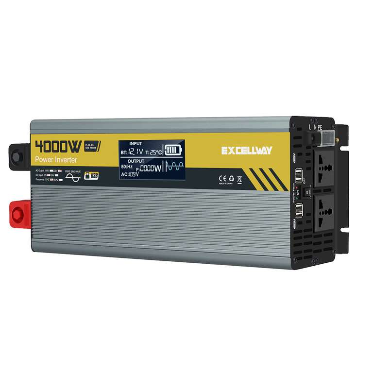 Excellway Spannungswandler-Wechselrichter, Eingang 12 oder 24 V, Ausgang 220 V 50 Hz - 3000/4000/6000 Watt - € 79,52 - € 137,84