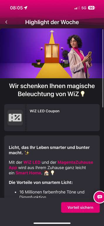 [Telekom Magenta Moments] Kostenloses WiZ (Signify) LED Leuchtmittel (Versandkosten fallen an)