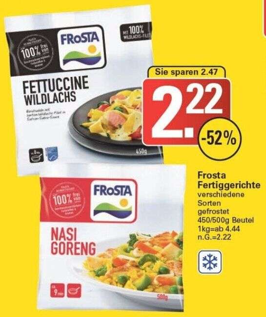 Diverse Frosta Fertiggerichte (450-500g) bei Netto MD, Rewe, Famila, Marktkauf [Sammeldeal] (2,22-2,49€)