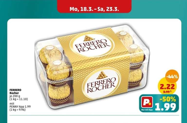 [PENNY] Ferrero Rocher in der 200g Packung (dank Penny App nochmal günstiger als bei Kaufland)