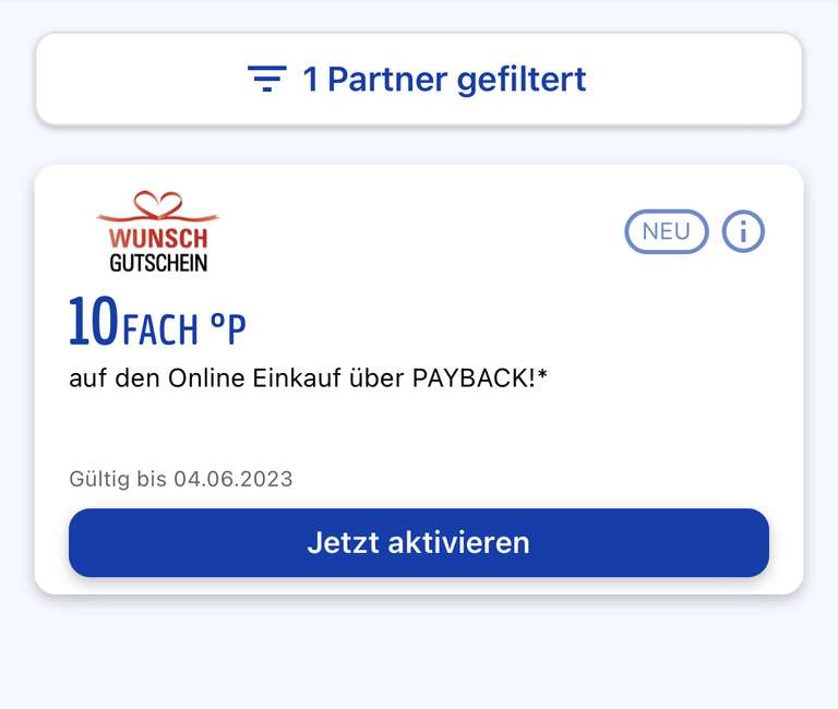 Payback 10x Punkte auf Wunschgutschein - personalisiert