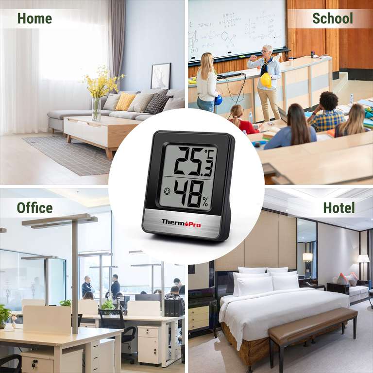 ThermoPro TP49-3 Kleines digitales Hygrometer, Innenthermometer, Raumthermometer, Temperaturmonitor und Feuchtigkeitsmesser für den Komfort