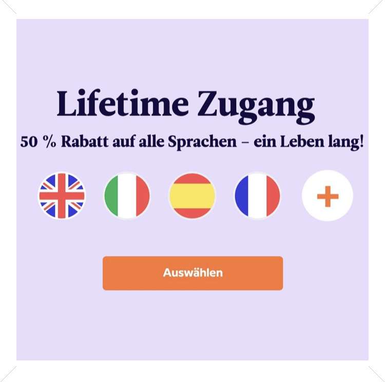 Babbel Lifetime Zugang 50% Rabatt auf alle Sprachen, ein Leben lang