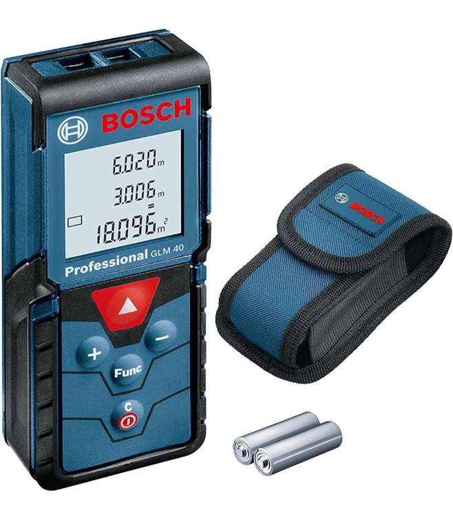 Bosch Professional Laser Entfernungsmesser GLM 40 Flächen-/Volumenberechnung, Messbereich: 40 m, 2x 1,5-V Batterien, Schutztasche PRIME