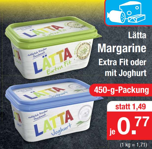 [Zimmermann] Lätta Margarine Extra Fit oder mit Joghurt je 450g für 0,77€ [Offline]