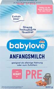 20% auf babylove Produkte bei DM ebenfalls PRE-Milch mit der App