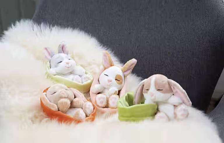 Nici Kuscheltier Sleeping Pets | Hase grau/weiß, 12 cm, im Körbchen [OttoUP Plus]