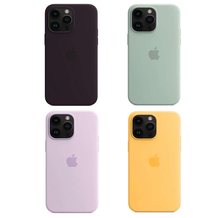 Apple Silikon Case mit MagSafe für iPhone 14 Pro Max | Innenseite mit Mikrofaser | in Elderberry, Succulent, Lila oder Sunglow