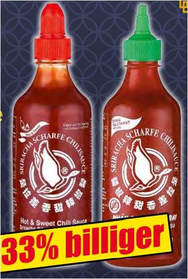 Sriracha Chili-Sauce süße bis sehr scharfe Sauce in der 455-ml-Flasche für 2,99 Euro [Norma]