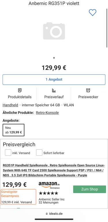 Anbernic RG351P 64 GB Geekbuying Tschechien Pre Order