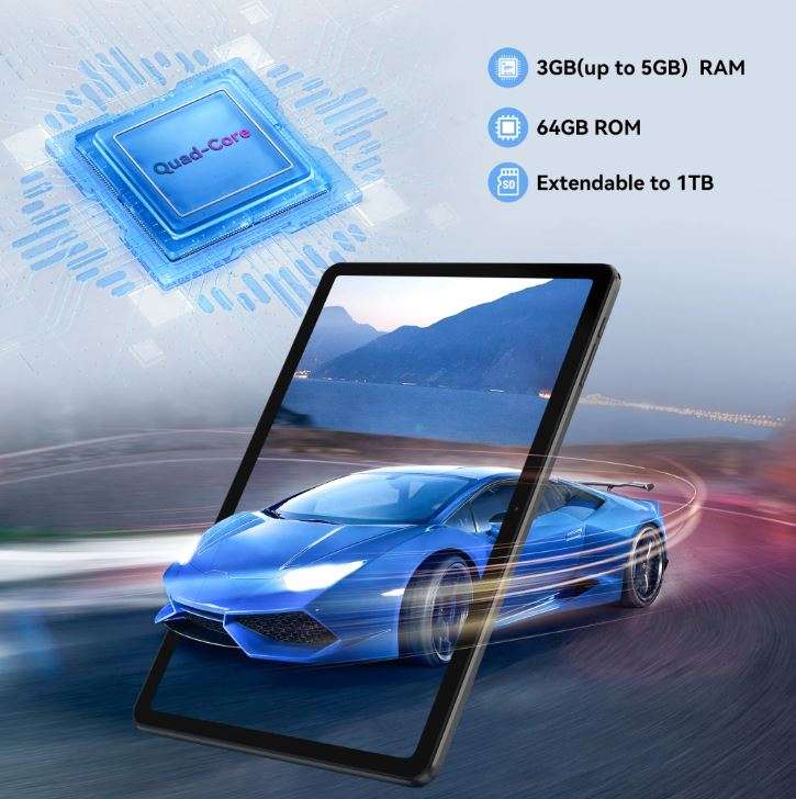 Blackview Tab7 WiFi Tablet 10 Zoll, 5GB RAM 64GB ROM (1TB TF erweitern) 6580mAh Akku, 5MP+2MP Kamera, 1280x800 HD + IPS Touchscreen