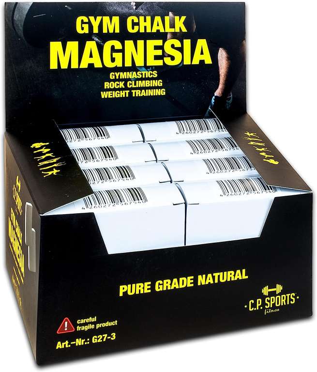 8x 70g C.P. Sports Gym Chalk Magnesia (90% Magnesiumcarbonat, einzeln verpackte Blöcke)