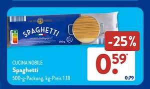 Aldi Süd Spaghetti 500 Gramm Packung für 0,59€