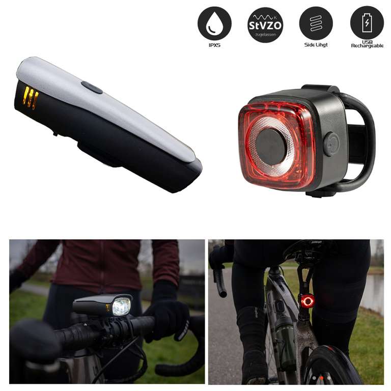 LED Fahrrad Front und Rücklicht Lichtset bei Hive-Outdoor für 25,99€ inkl. Versand | StVZO zugelassen | USB aufladbar | Wasserdicht (IPX5)