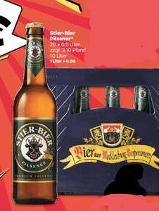 Netto Scottie: 20Liter Darguner Stier Bier in 2 Kästen mit je 20x0,5l Glasflaschen, Literpreis 45 Cent