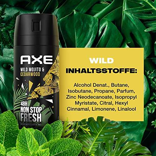 [Amazon - Nicht auf Lager} Axe Bodyspray Wild Mojito & Cedarwood Deo ohne Aluminium 150 ml 4 Stück für 5,63 Euro