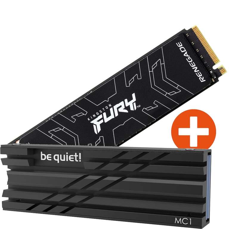 Kingston Fury Renegade NVMe SSD 2TB M.2 ( PCIe 4.0 x4, R7300/W6000, 3D-NAND TLC) inkl. be quiet! MC1 Kühlkörper PS5-kompatibel