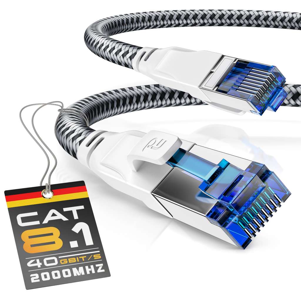 CSL Cat-8.1-Netzwerkkabel 15 m (weiß, Stoffmantel) für 11,93 € bei Amazon