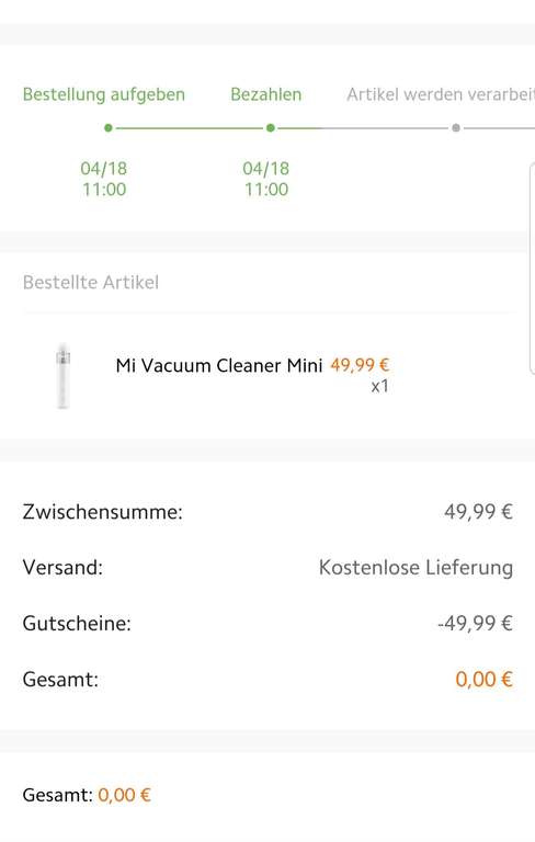 [Mi Store] Xiaomi Mi Vacuum Cleaner Mini (Gratis) ggf. Personalisiert