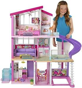 Barbie GNH53 Traumvilla Dreamhouse Adventures Puppenhaus mit 3 Etagen, 8 Zimmer, Pool mit Rutsche und Zubehör, ca. 116 cm hoch