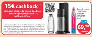 [BUDNI offline] SodaStream Duo Titan mit Glasflasche und Zylinder für 69,90 € (54,90 € durch Cashback zzgl. Briefkosten)