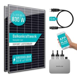 Balkonkraftwerk 830 W / 800W mit Ecoflow Powerstream Wechselrichter (274€ mit Ebay Plus)