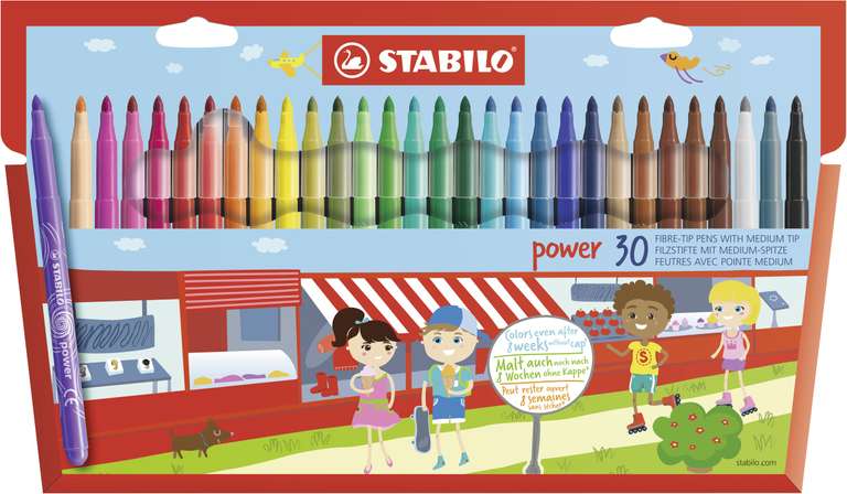 Filzstift - STABILO power - 30er Pack - mit 30 verschiedenen Farben