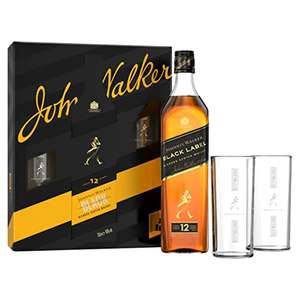 Johnnie Walker Black Label | Blended Scotch Whisky 12 Years Geschenkset inkl 2 Gläsern @ amazon