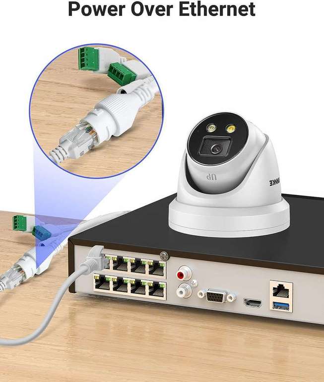 ANNKE AC800 4K PoE Überwachungskamera (3180 x 2160 @25fps) mit Sirene und Blitzlicht Alarm, Zwei-Wege-Audio, Personen&Autokennung, Alexa